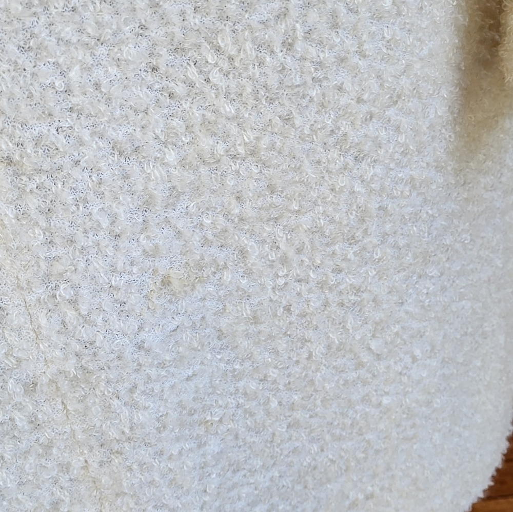 1950s Ivory Wool Boucle Swing Coat Faux Fur Collar Medium - Picture 11 of 12